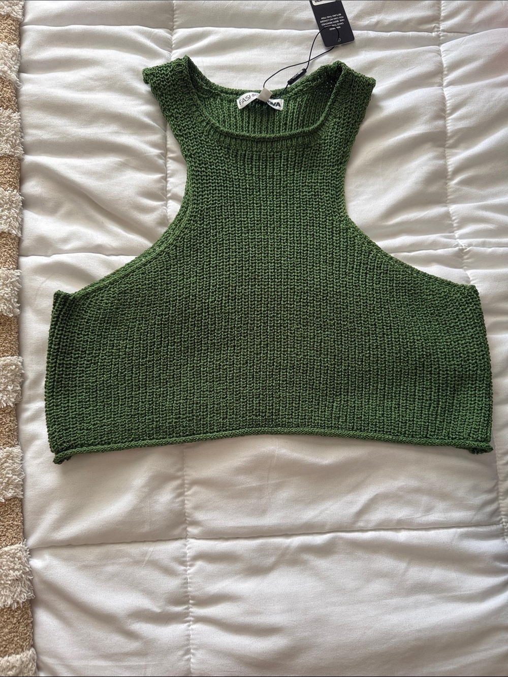 Fashion Nova Olive Ribbed Knit Cropped Tank